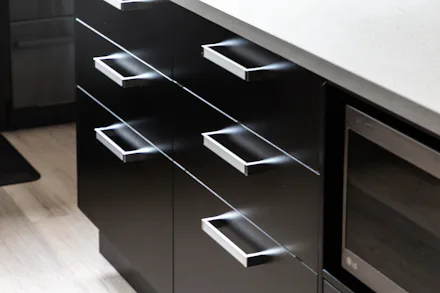 Black drawers with silver handles Black drawers with silver handles