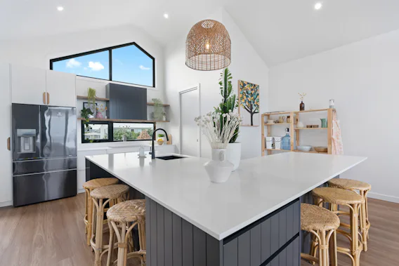 New kitchen in Middleton with grooved feature panels, large L shaped island and butlers pantry New kitchen in Middleton with grooved feature panels, large L shaped island and butlers pantry